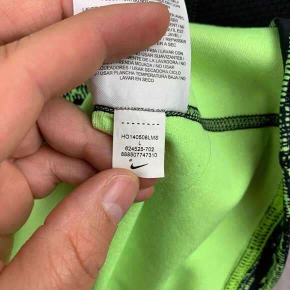 Nike Pro Combat Men Shirt Large Fitted Green Black Striped Hyperwarm Dri-Fit Max - Picture 8 of 10